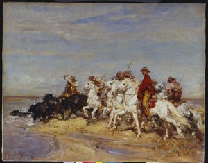 Rounding Up the Cattle by Henri Emilien Rousseau