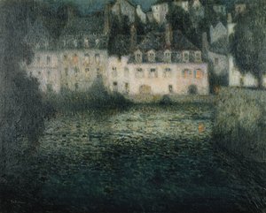 House on the River in the Moonlight by Henri Eugene Augustin Le Sidaner
