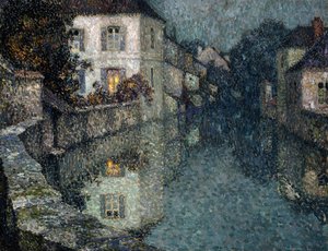 Houses on the Canal, Nemours by Henri Eugene Augustin Le Sidaner