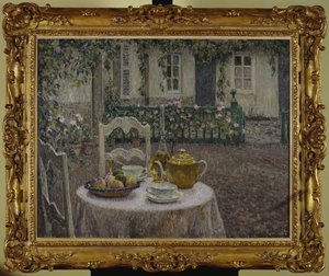 The Pink Tablecloth by Henri Eugene Augustin Le Sidaner