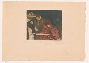 Woman on a Terrace with Waiter by Henri Evenepoel (signed by artist)