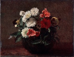 Flowers in a Faience Vase by Ignace Henri Jean Fantin Latour