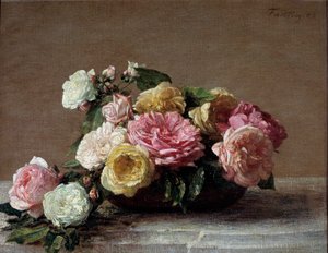 Roses in a Cup by Ignace Henri Jean Fantin Latour