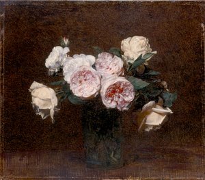 Still Life: pink, white and yellow Roses, 1894 by Ignace Henri Jean Fantin Latour