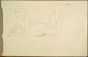 Nude Girl Laying on Floor by Henri Gaudier Brzeska