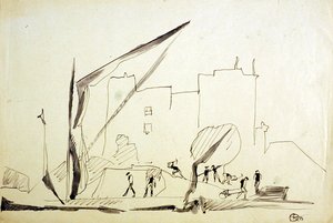 Thames barge at London Docks by Henri Gaudier Brzeska