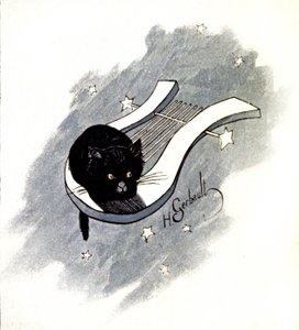 Le Chat Noir, Parisian cabaret, c.1900 (illustration) by Henri Gerbault