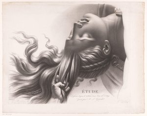 Head of a Young Woman Being Pulled by the Hair (Study after the Painting of a Scene from the Deluge by A.L. Girodet) by Henri Guillaume Chatillon
