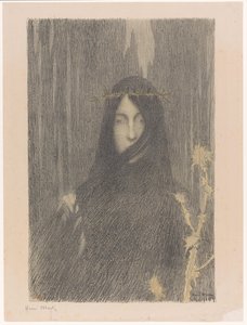 Long-haired woman with crown of thorns by Henri Jean Guillaume Martin