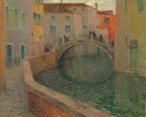 The little canal, gray evening, Venice by Henri Le Sidaner