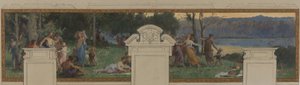 Sketch for Pantin Town Hall: Allegories of the Ourcq Canal, Labour and Navigation - Country Festival (ceiling and wall panel)
