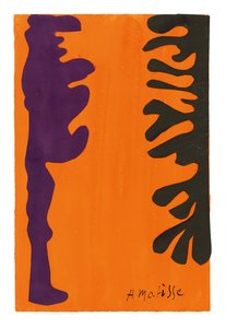Black and Violet Arabesques on an Orange Background by Henri Matisse
