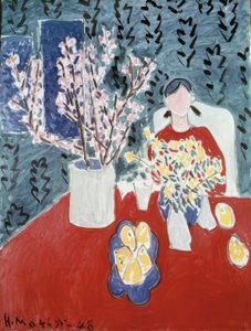 Plum Branches on Green Background by Henri Matisse