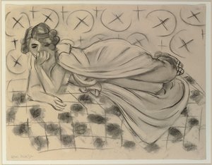 Draped Figure Lying on a Black Checkered Sofa by Henri Matisse