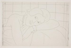 Woman Resting Her Head on Her Arm. Half-Figure