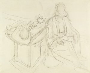 Seated Woman - Still Life with Flowers on a Table by Henri Matisse