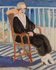 Young Girl on a Balcony over the Ocean