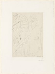 Young Woman on a Balcony Looking at Parakeets by Henri Matisse