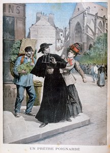 A Catholic Priest is Stabbed by a Woman on the Street, France, 1897 by Henri Meyer