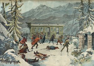 Attack on the Train by Indians, from the Play Around the World in 80 Days, Paris 1898 by Henri Meyer