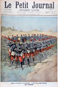 French Army Bicycle Corps in a Square on Manoeuvres, France