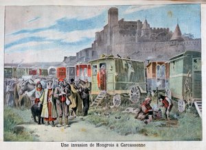 Hungarian gypsies outside Carcassonne, France, 1898