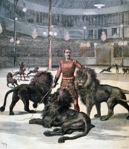Lion taming at the Hippodrome, Paris, 1891