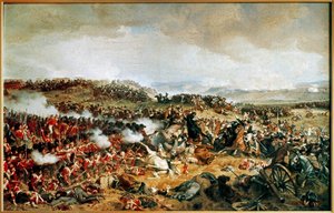 The Battle of Waterloo 1815 - French Cuirassiers Charging Scottish Highlanders in Square