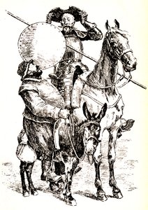 Don Quixote on His Horse, Next to Sancho on His Donkey by Henri Pille