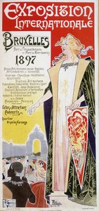 Poster of the Brussels International Exhibition 1897 by Henri Privat Antoine Theodore Livemont (sometimes called Privat-Livemont) (1861-1936)