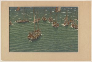 Boats at Anchor in Tréboul, plate 5 from, "Le Beau Pays de Bretagne" by Henri Rivière