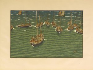 Boats at Anchor in Tréboul by Henri Rivière