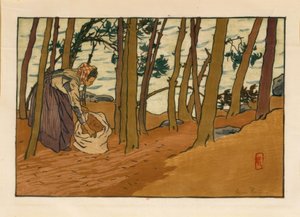 Woman Collecting Pine Needles (Banks of the Trieux, Loguivy) by Henri Rivière