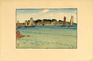 Henri Rivière, Barges in Front of... by Henri Rivière