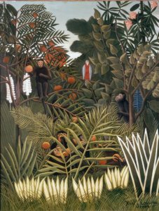 Exotic Landscape with Monkeys and a Parrot