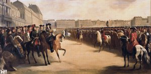 Tsar Peter I the Great of Russia (1672-1725) Accompanied by the Regent Philip II Duke of Orleans (1674-1723) During His Visit to France Reviews the Mounted Troops at the Tuileries (Paris) on 16/06/1717 by Henri Serrur