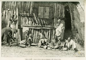 Abyssine blacksmiths. Engraving by Thiriat, after a photograph, to illustrate the story 