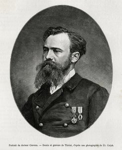 Portrait of Dr. Jules Nicolas Crevaux (1847-1882), doctor and explorer of South America (from French Guiana to Argentina), he took close interest in the study of morals and the history of the populations he met during his travels, he rediated numerous book by Henri Thiriat