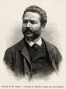 Portrait of Jules Claine, explorer and diplomat, author of the story. Engraving by Thiriat to illustrate the story 