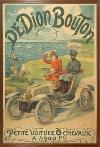 Advertisement for De Dion Bouton Cars Depicting La Belle Otero at Wheel and Michel Zelete, Valet of Marquis of Dijon Beside Her