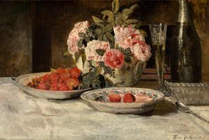 Strawberries and Champagne by Henri de Braekeleer