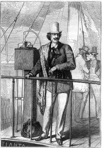 Illustration of the book "From the Earth to the Moon" by Jules Verne, edition Hetzel