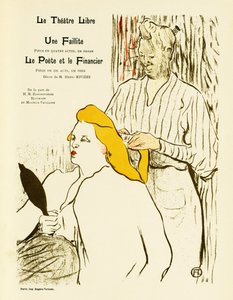 A Blonde Woman Looks at Herself in a Mirror While She Gets Her Hair Styled by Henri de Toulouse Lautrec