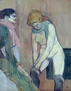 Woman Putting on her Stocking, or Woman of the House