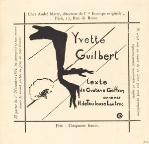 Advertisement for the Album Yvette Guilbert by Henri de Toulouse Lautrec