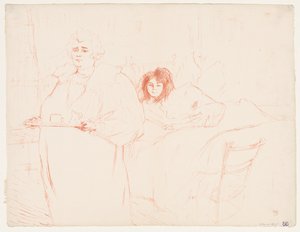 Elles: Woman Carrying a Tray, Mme. Baron and Mlle. Popo by Henri de Toulouse Lautrec