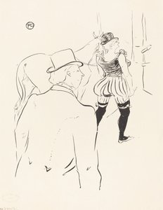 In the Wings of the Folies-Bergere: Mrs. Lona Barrison with Her Manager and Husband by Henri de Toulouse Lautrec