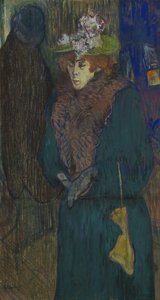 Jane Avril in the Entrance to the Moulin Rouge, Putting on Her Gloves by Henri de Toulouse Lautrec