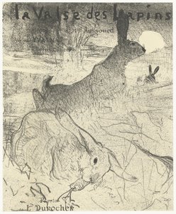 Cover for Music Sheet with Song La Valse des Lapins with Rabbits in Landscape by Henri de Toulouse Lautrec