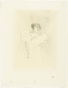 Portrait of actress Luce Myrès with fan by Henri de Toulouse Lautrec